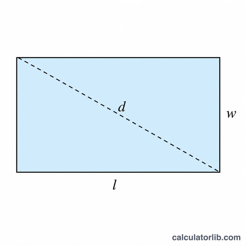 Rectangle showing length l, width w, and diagonal d