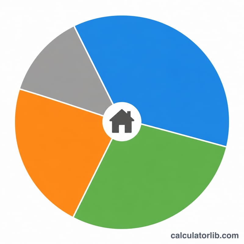 Pie chart showing a monthly housing payment divided into four parts