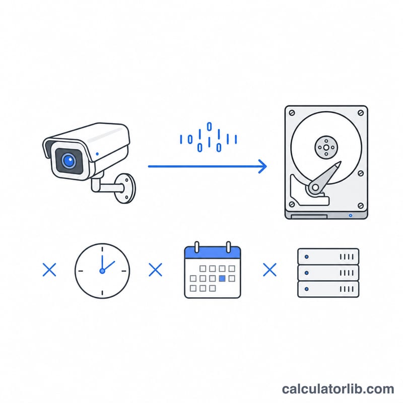 Diagram of camera bitrate flowing over time into hard disk storage