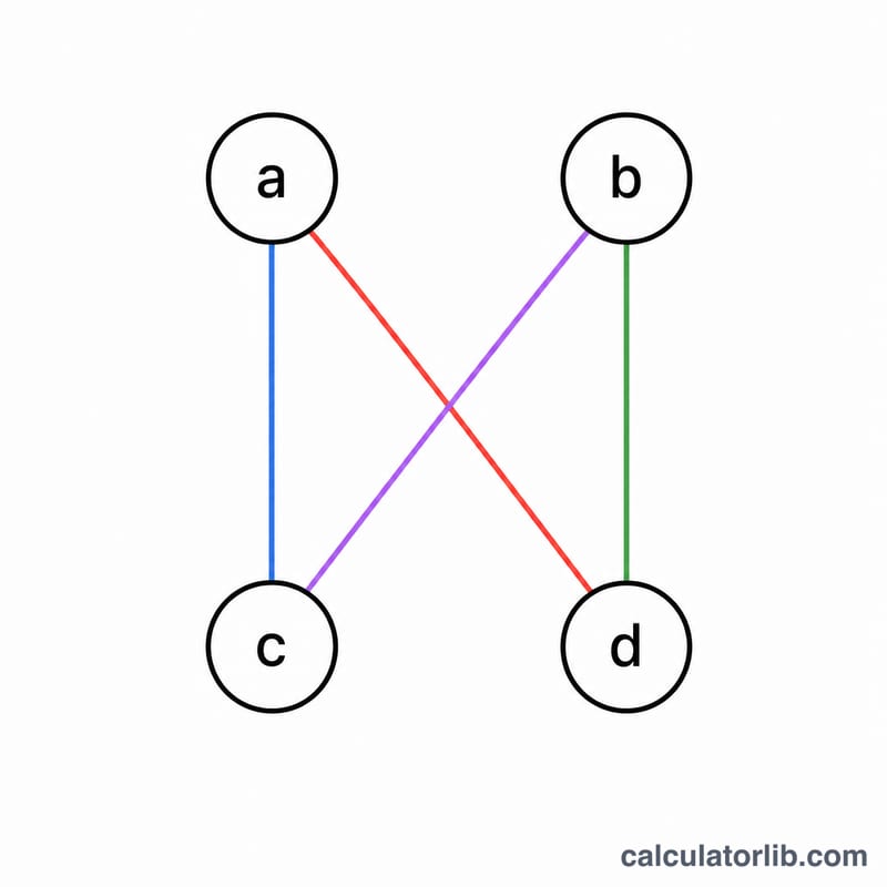 2桁の数同士を結ぶ交差した線で、ヴェーダ式の縦横掛け算のパターンを示す図
