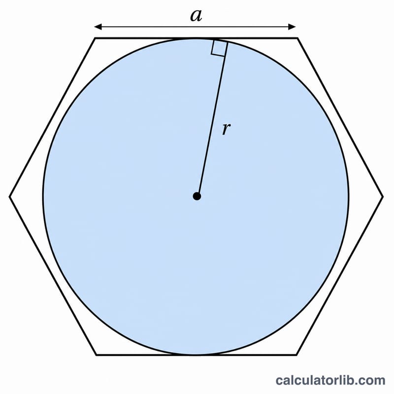 Regular hexagon circumscribed about a circle with radius r touching each side and side length a