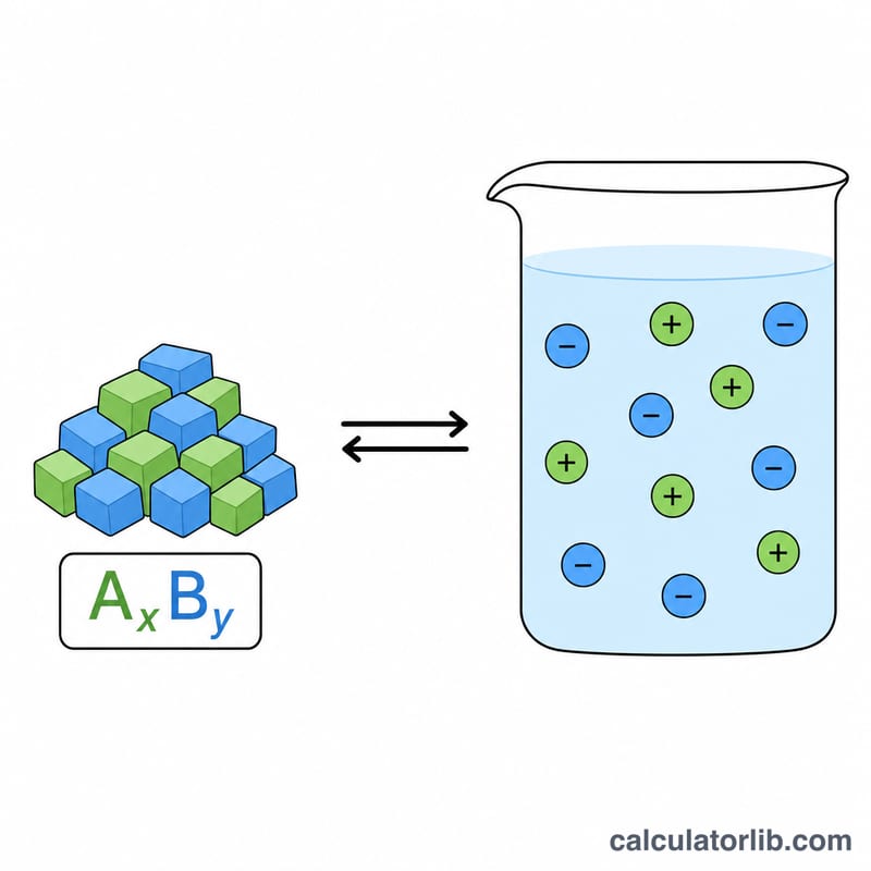 Dissolution equilibrium of a salt AxBy splitting into x cations and y anions in water
