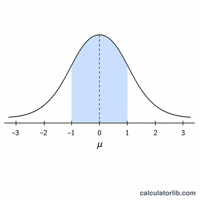 Bell curve with z-score positions marked along the horizontal axis