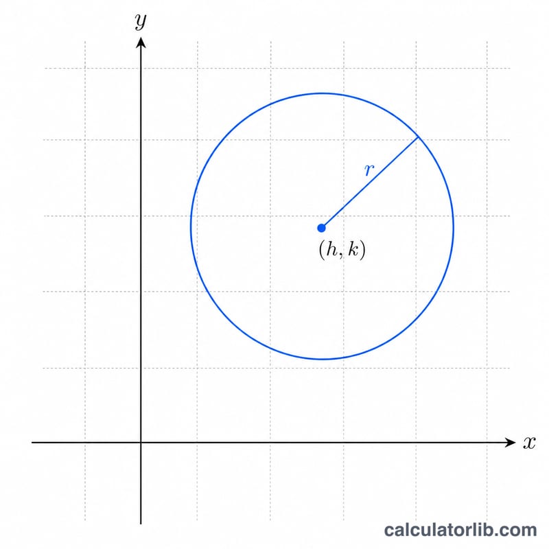 Circle on coordinate axes showing center point and radius