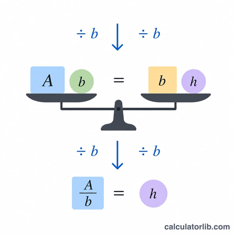 Balance scale showing the same inverse operation applied to both sides of an equation to isolate a variable