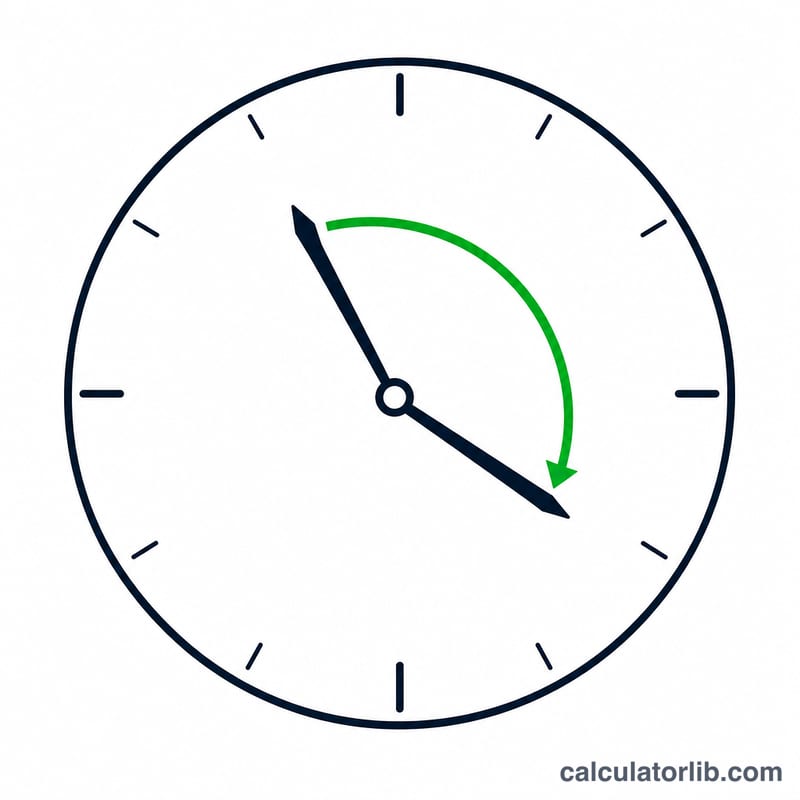 Esfera de reloj que muestra el arco recorrido desde la hora actual hasta la hora objetivo, dando la vuelta más allá de las 12