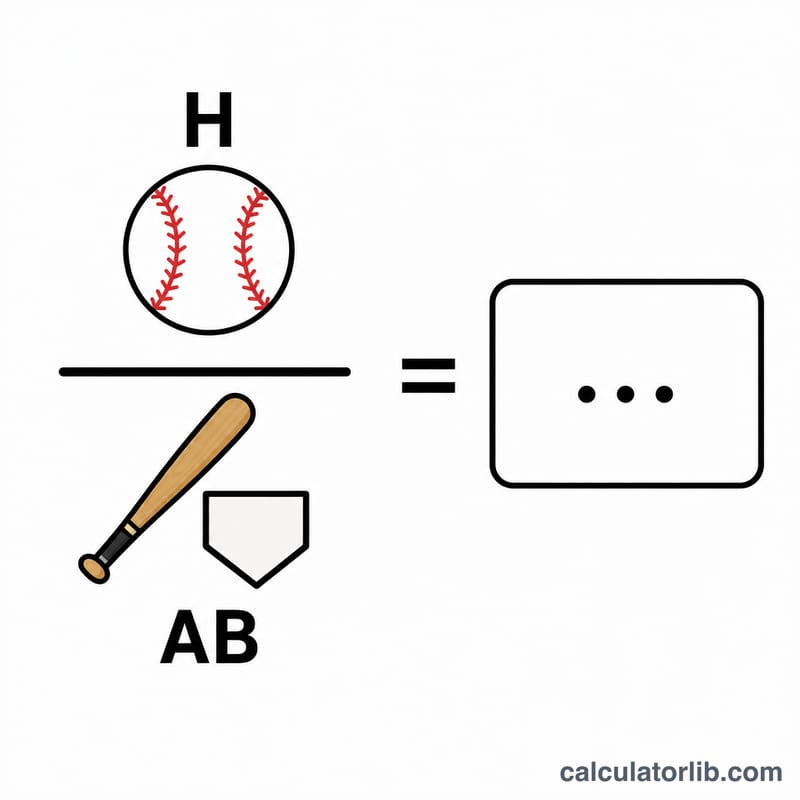 Diagram showing hits divided by at-bats equals batting average