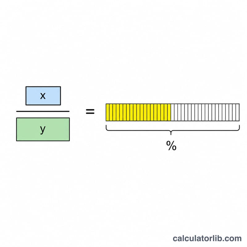 Diagram showing x divided by y converted to a percentage scale