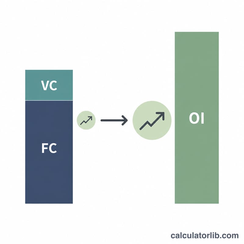 Diagram showing fixed and variable cost structure leading to amplified operating income changes