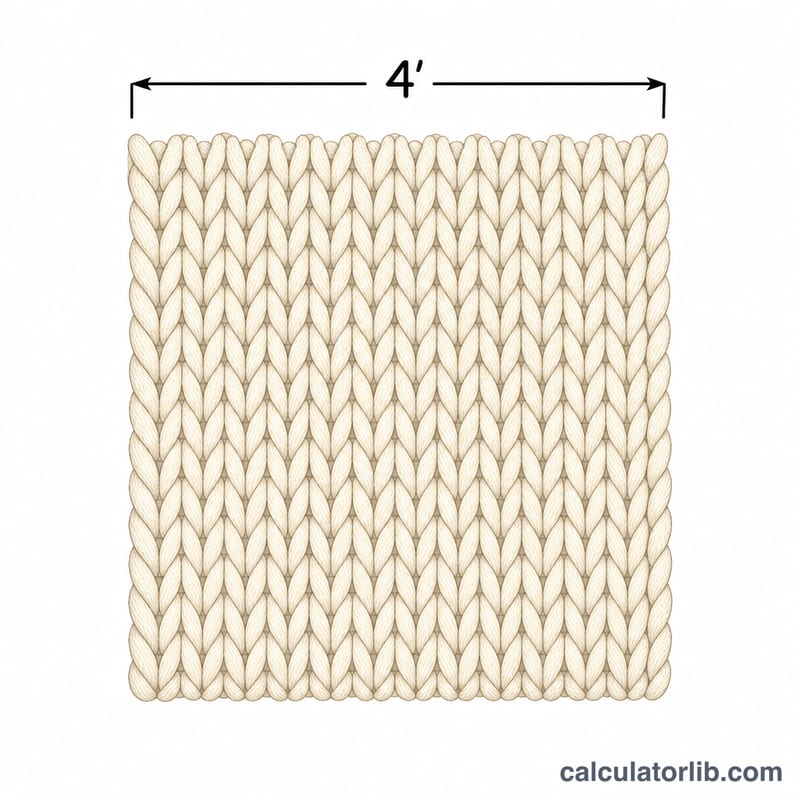 Gauge swatch grid showing stitches measured across a 4-inch width