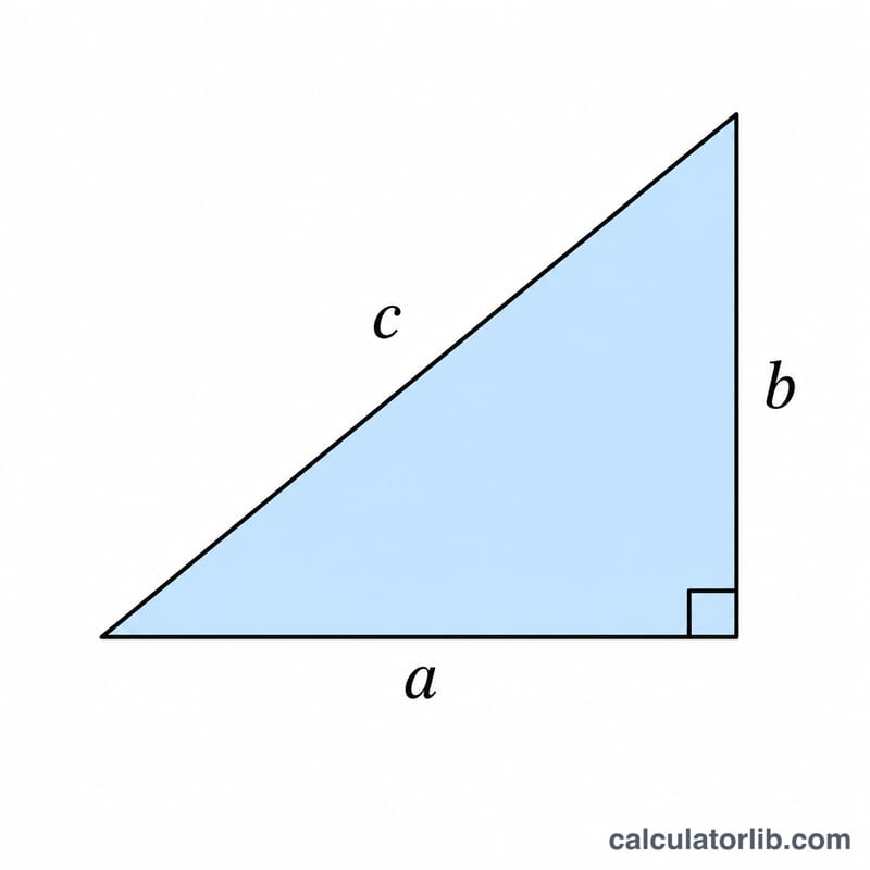 Right triangle with legs a and b, hypotenuse c, and a right angle marked