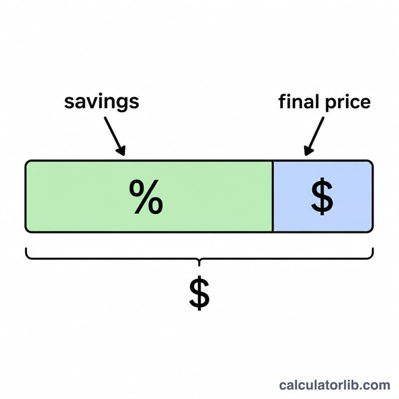 Diagram showing original price split into savings amount and final price