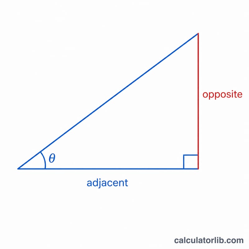 Right triangle showing angle theta with opposite and adjacent sides labeled