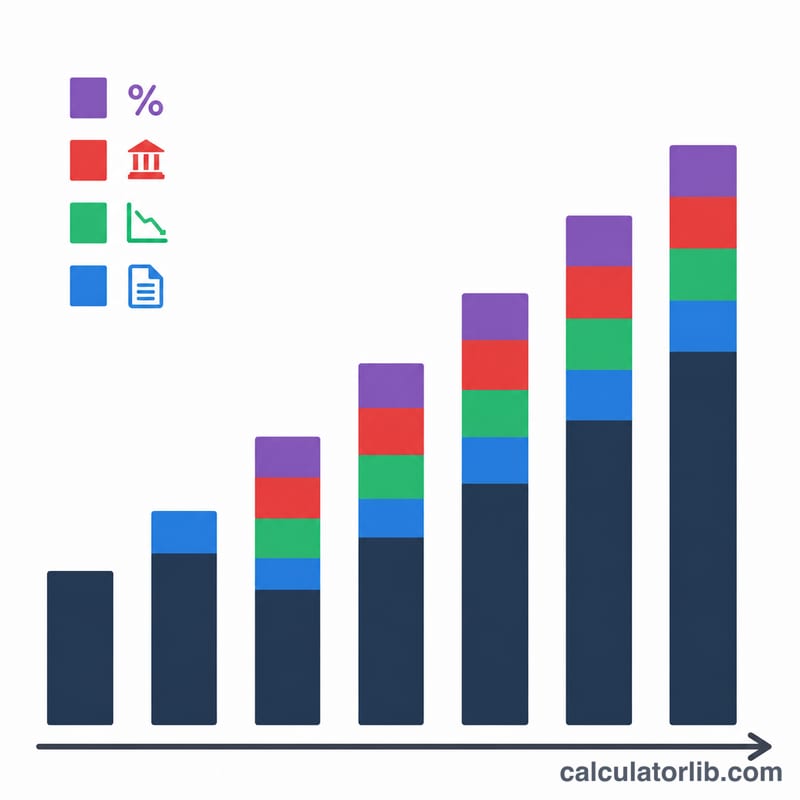 Flat bar diagram showing how EBITDA builds up from net income by adding back interest, taxes, depreciation and amortization
