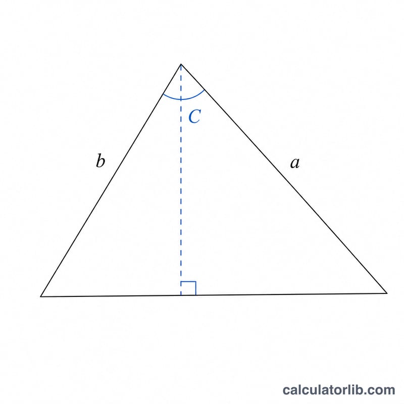 Oblique triangle with sides a and b and included angle C