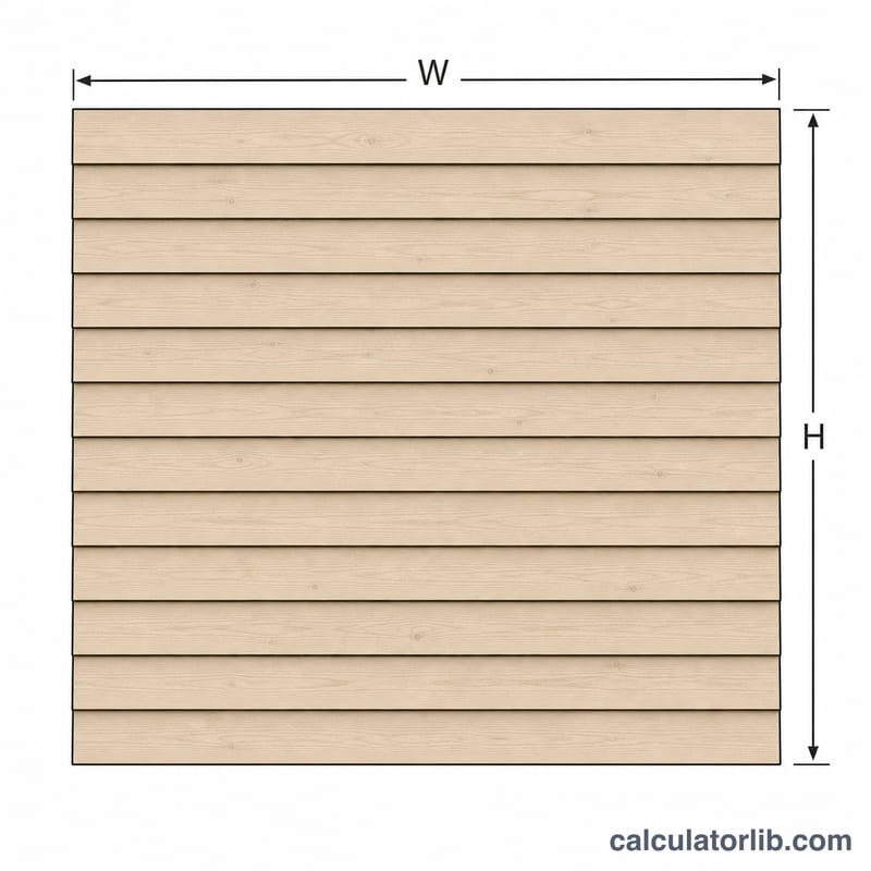Wall covered with horizontal shiplap boards showing wall width and height dimensions