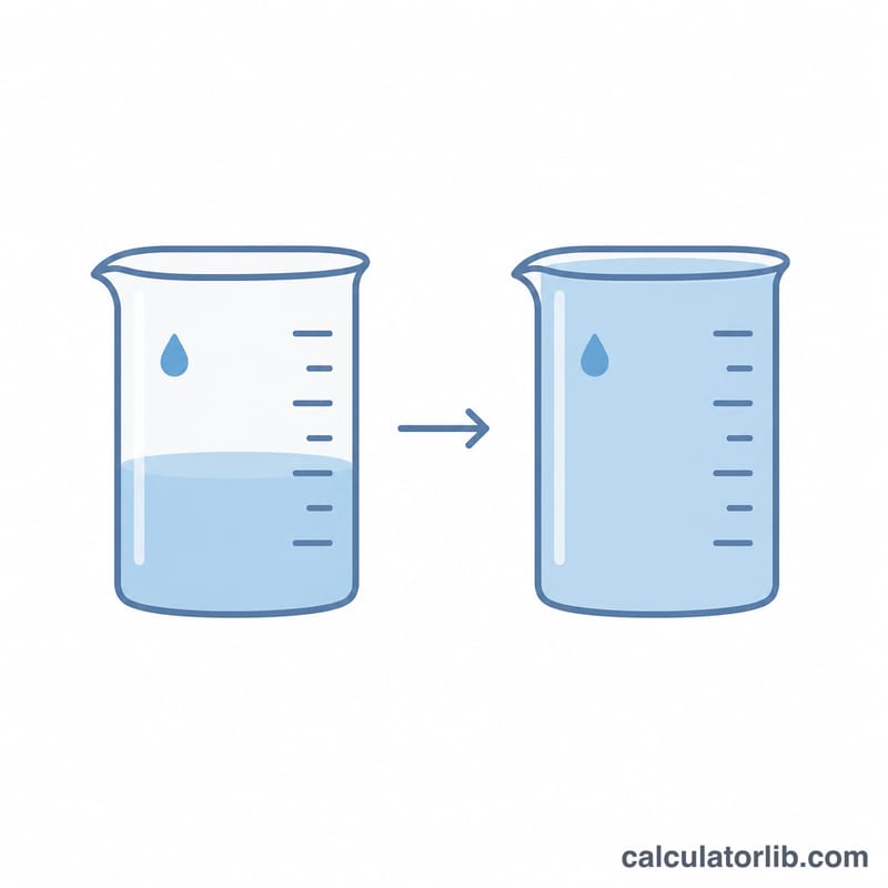Flat diagram comparing actual yield and theoretical yield as two beakers of different fill levels