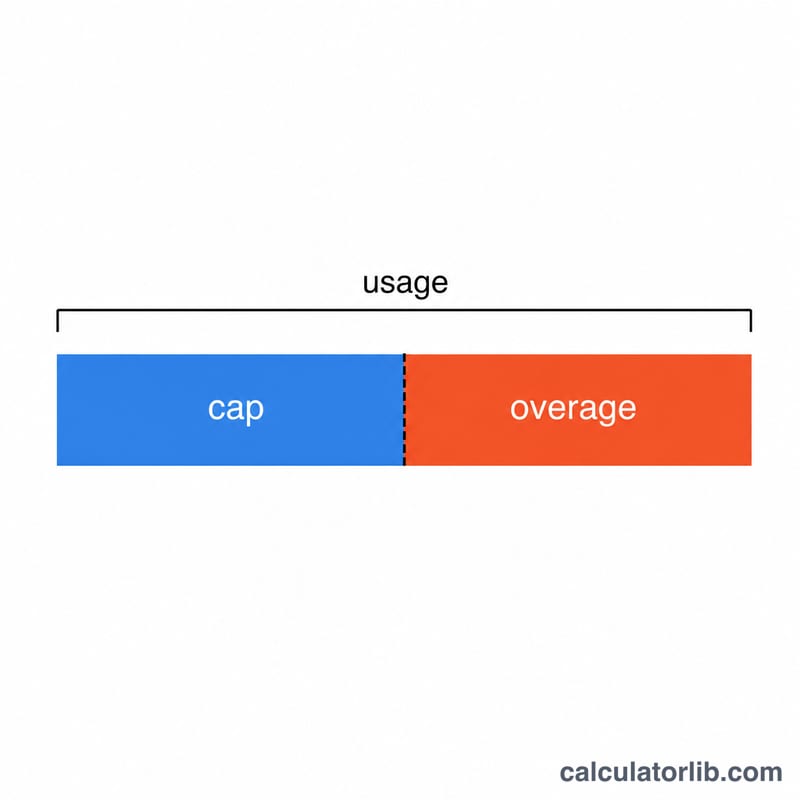Bar showing data usage exceeding plan cap with overage portion highlighted