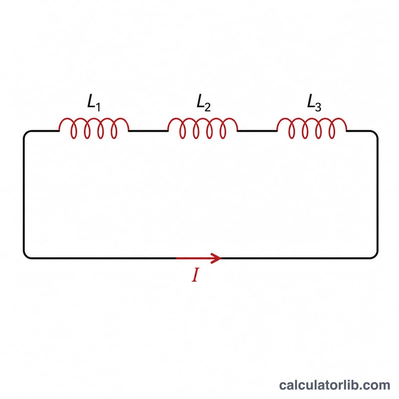 Plusieurs bobines d'inductance connectées bout à bout sur une seule ligne en série dans un circuit