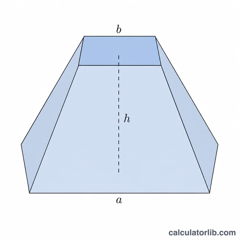 Square pyramid frustum showing bottom side, top side and vertical height