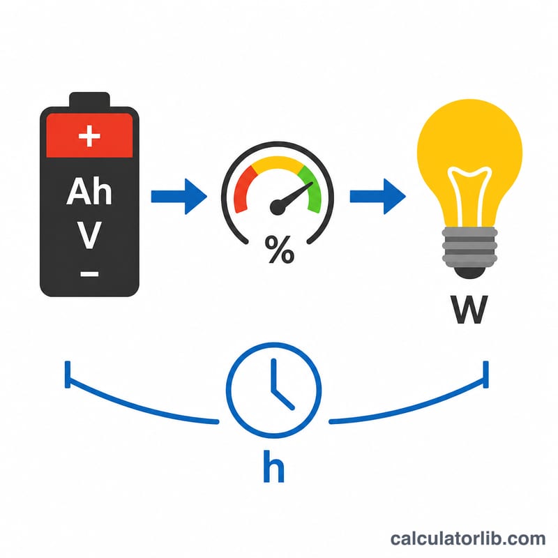 Diagram of battery capacity and voltage powering an appliance load over time