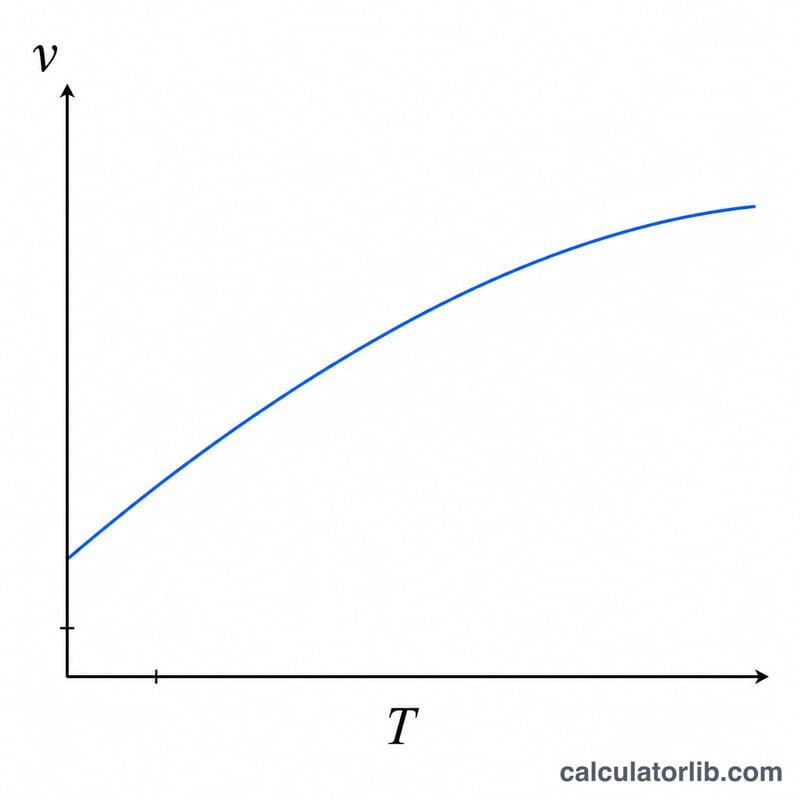 Curve showing speed of sound increasing with temperature