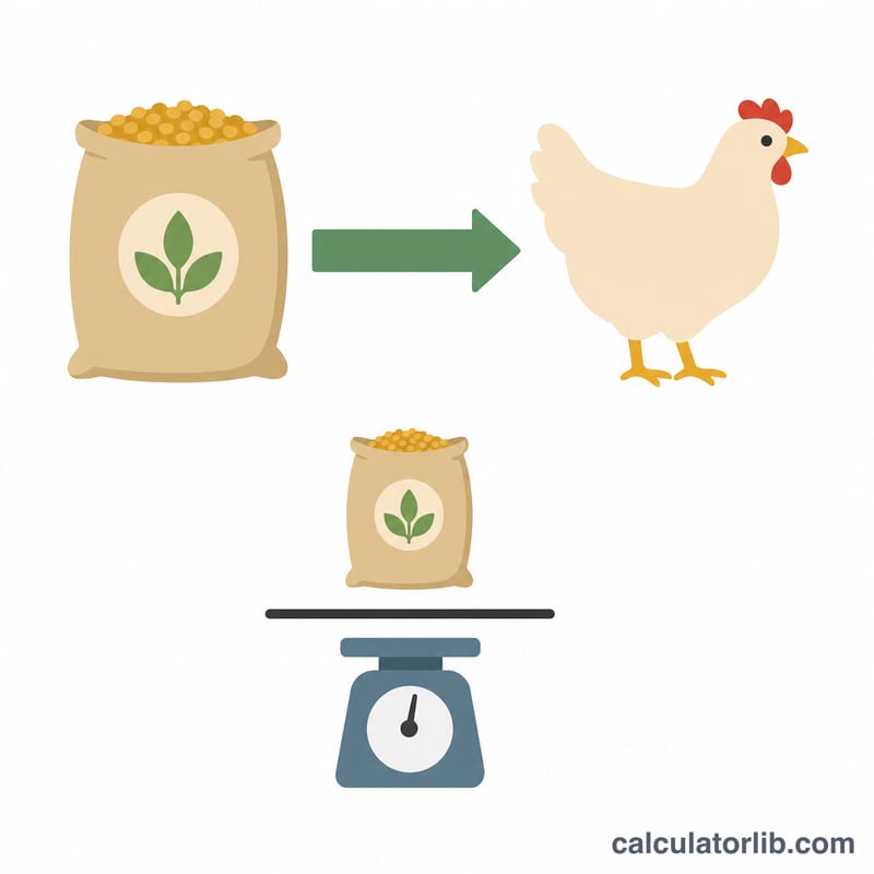 Schéma montrant l'apport d'aliments et le gain de poids de l'animal formant un rapport