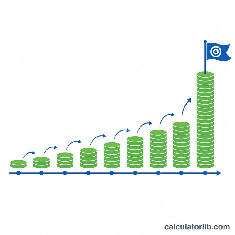 Equal periodic deposits accumulating over time into a savings target
