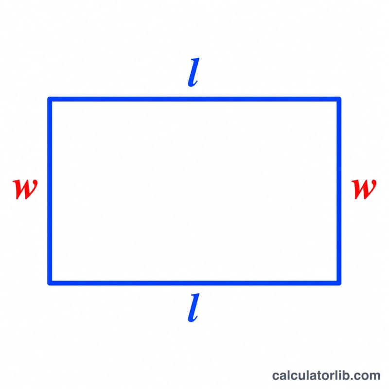 Rectangle with length l and width w and highlighted boundary