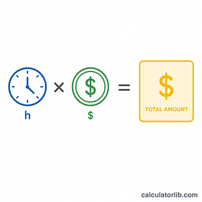 Diagram showing billable hours multiplied by hourly rate equals total billable amount
