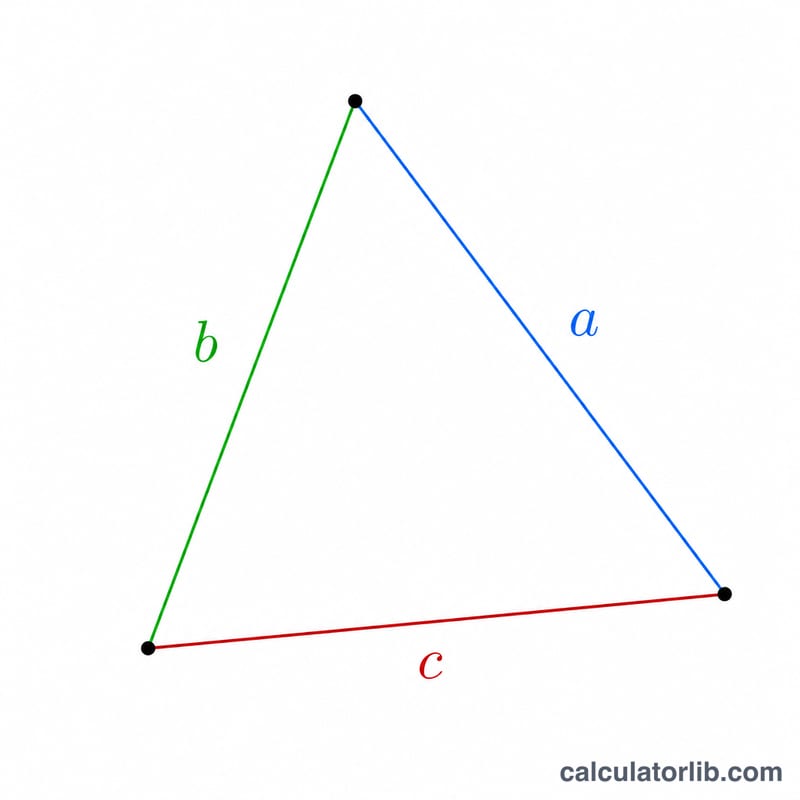 Kenarları a, b ve c olarak etiketlenmiş üçgen