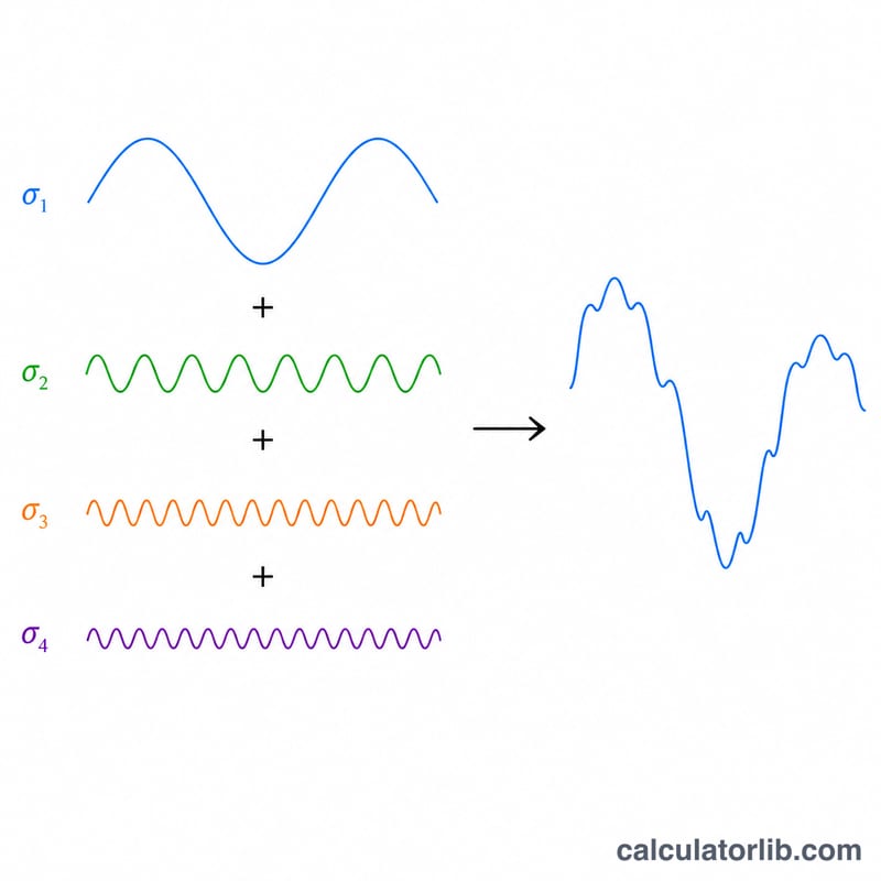 Une onde sinusoïdale pure comparée à une forme d'onde déformée constituée d'ondes sinusoïdales harmoniques superposées