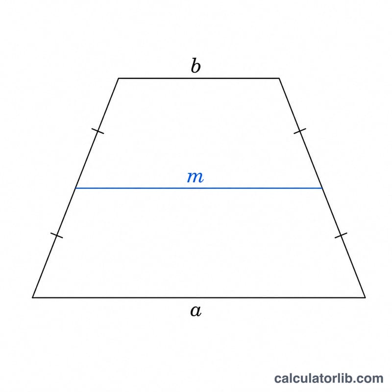 Trapezoid with two parallel bases and the median segment connecting the midpoints of the legs
