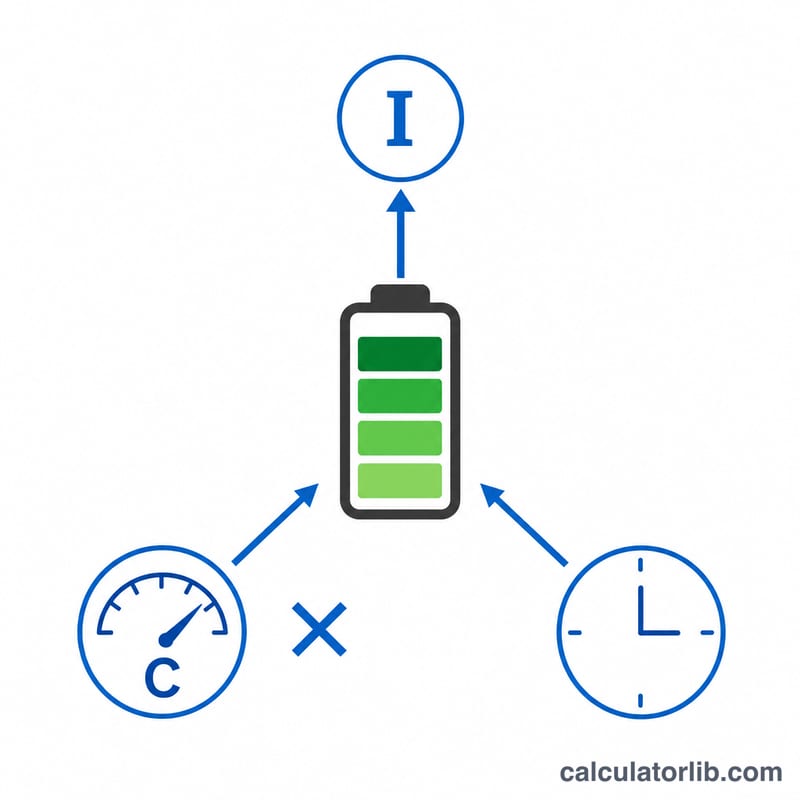 Diagram showing C-rate relationship between current, capacity and time