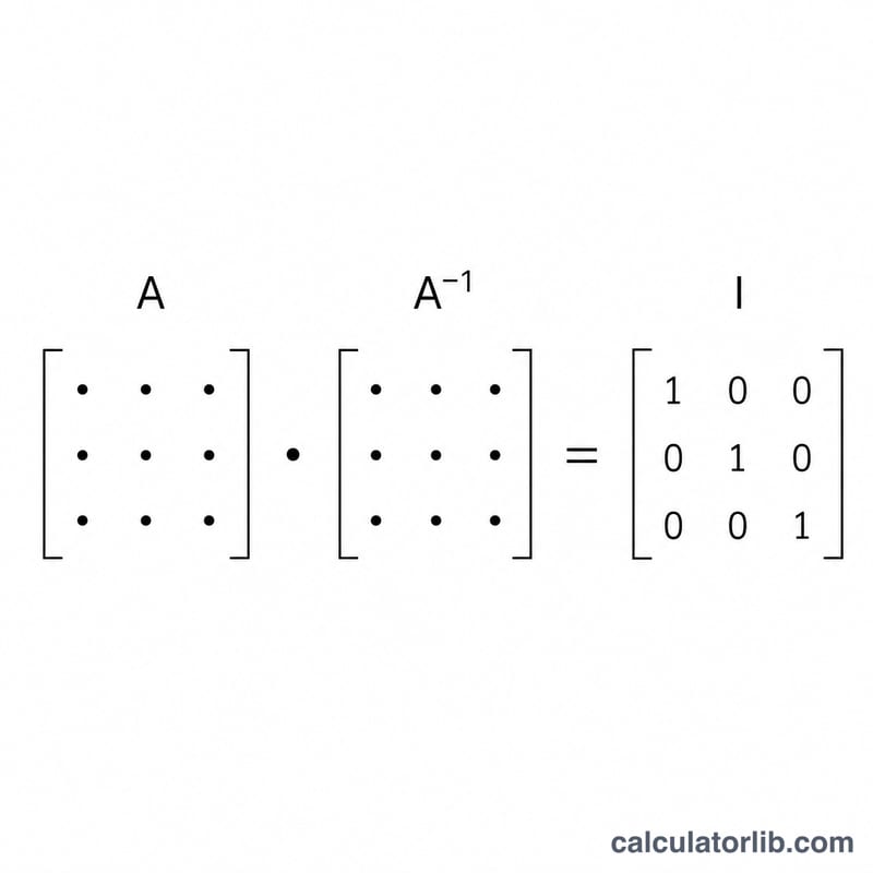 Diagram showing matrix A times its inverse equals the identity matrix