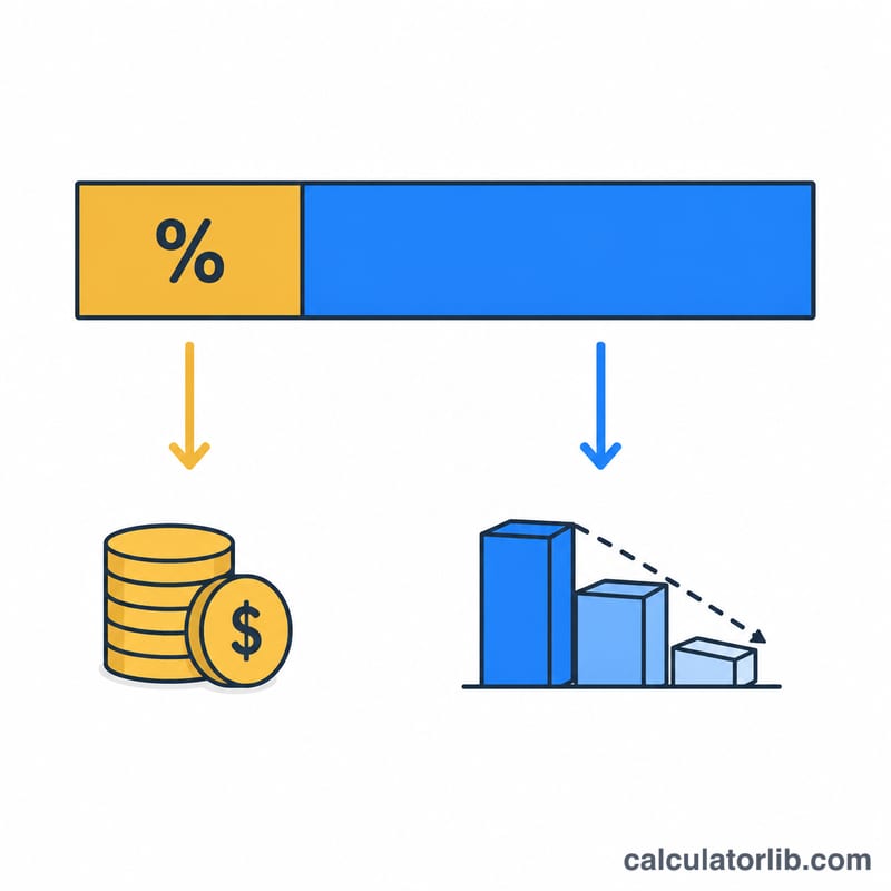 Diagram showing a single payment split into an interest portion and a principal portion