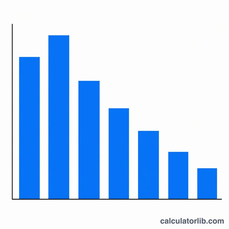 Declining bar chart showing yearly MACRS depreciation amounts over an asset's recovery period