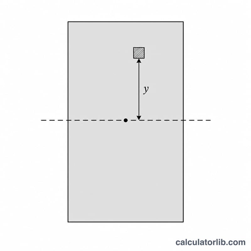 Beam cross-section with neutral axis and area element at distance y