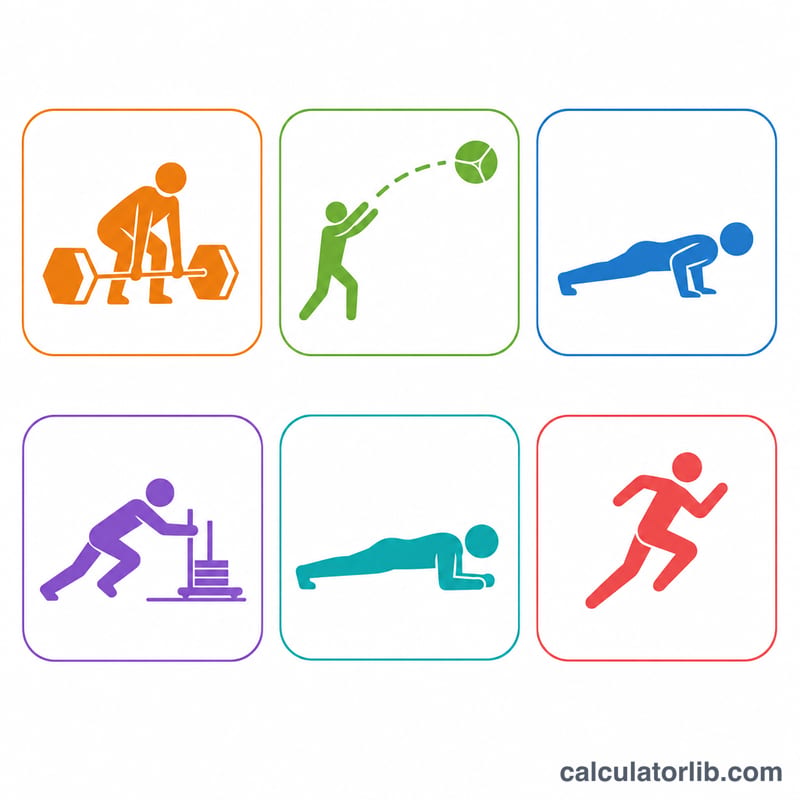 Six icons representing the six ACFT events arranged in a grid