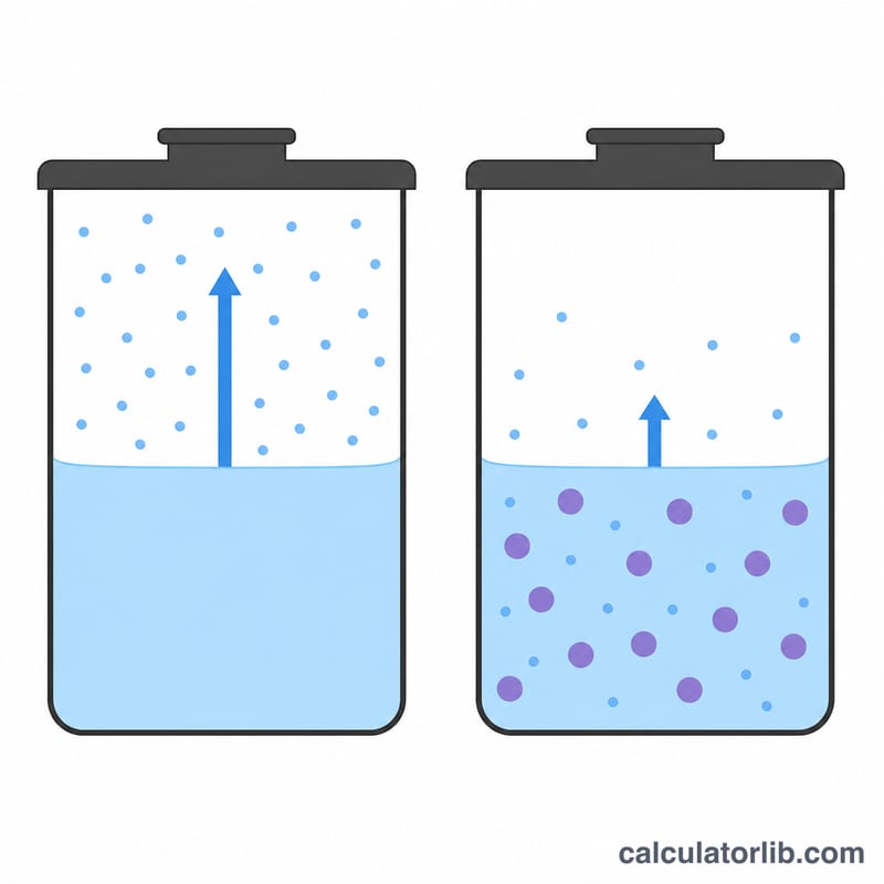 Pure solvent releasing more vapor than a solution with dissolved solute