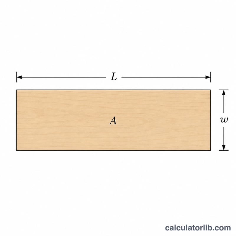 Rectangular board showing length L along the long side and width w along the short side, with shaded area