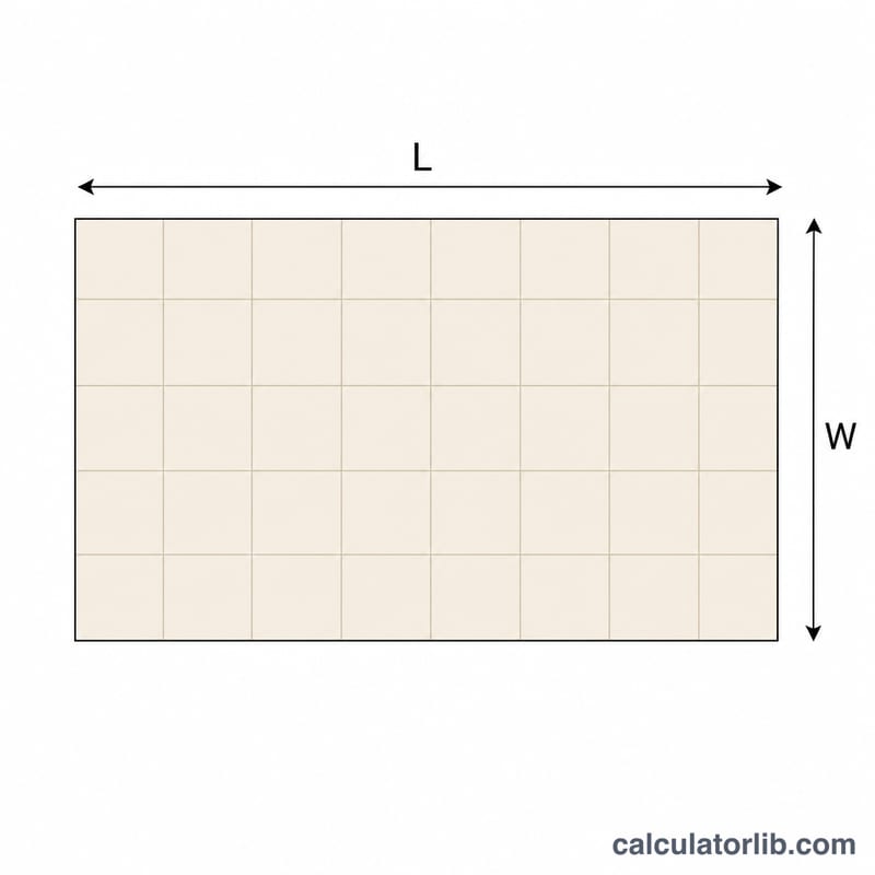 Schéma plat du sol d'une pièce rectangulaire avec la longueur et la largeur indiquées