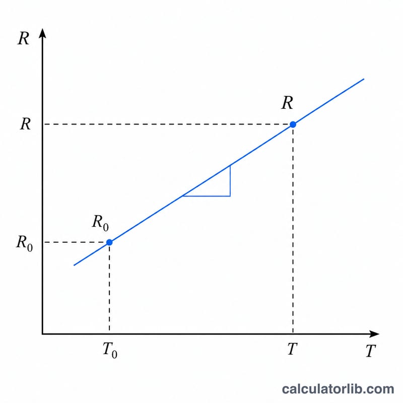 Line graph showing resistance increasing linearly with temperature
