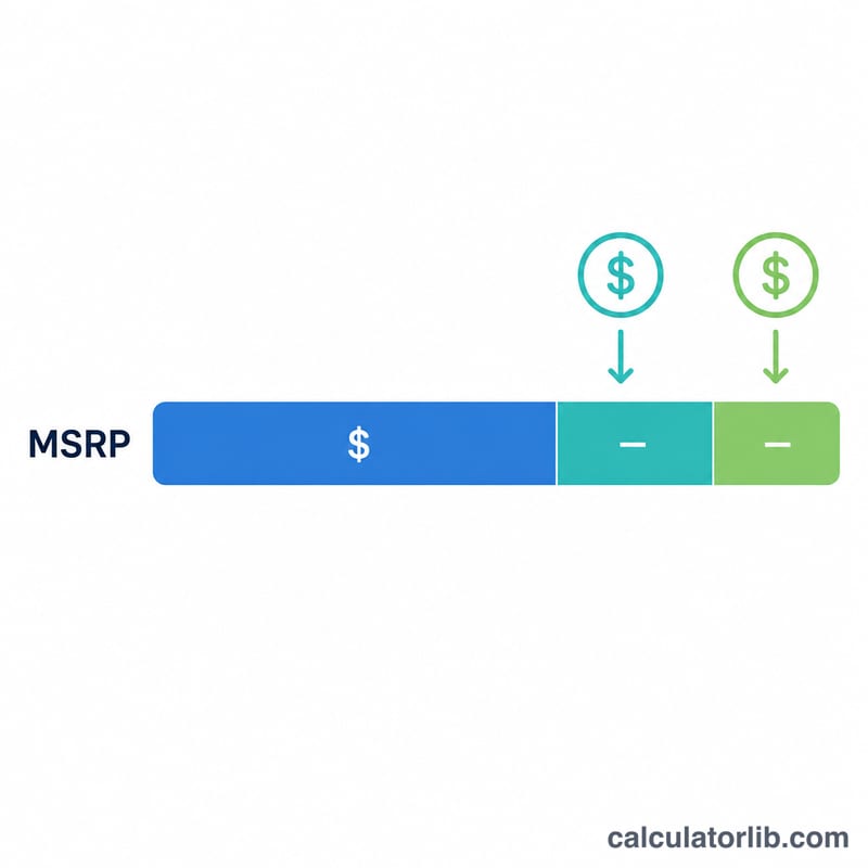 Bar showing MSRP reduced by federal credit and state rebate to net price