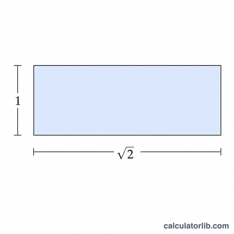 Rectangle with short side labeled 1 and long side labeled square root of 2