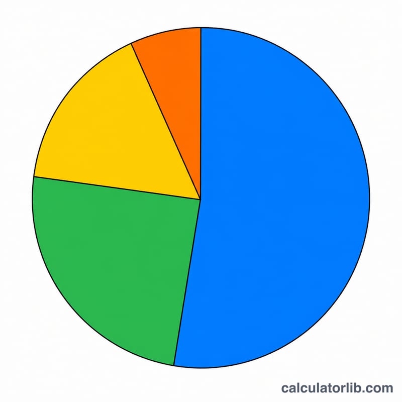Pie chart split into four slices for principal and interest, property tax, home insurance, and PMI