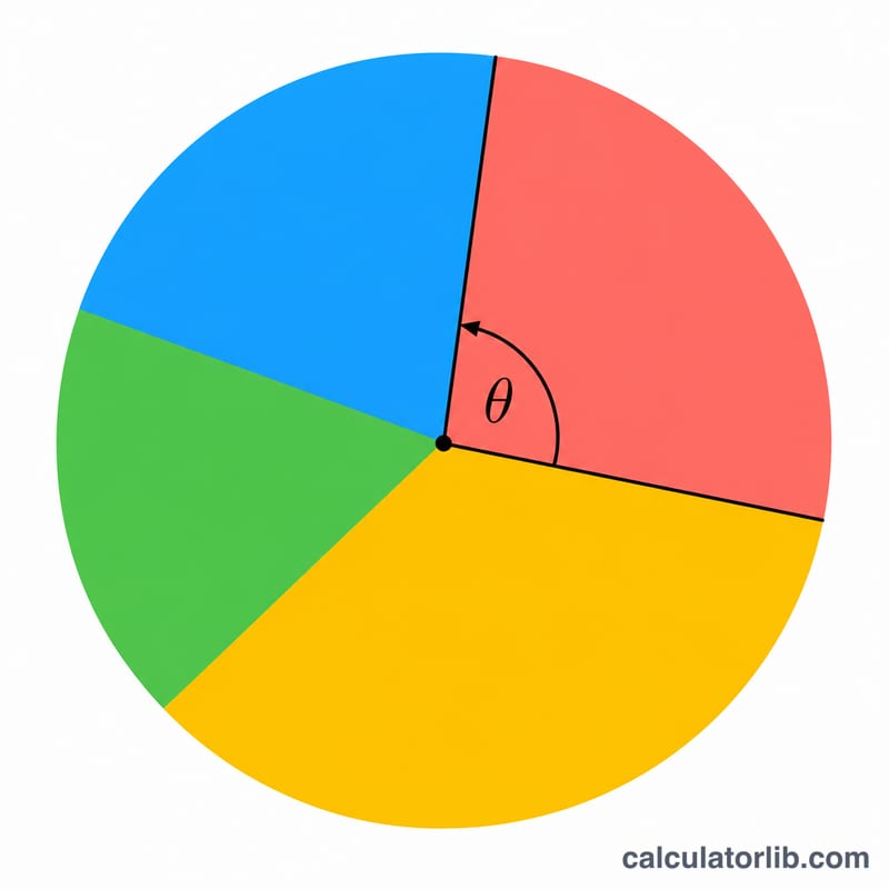 Pie chart slice angle derived from a value's share of the total