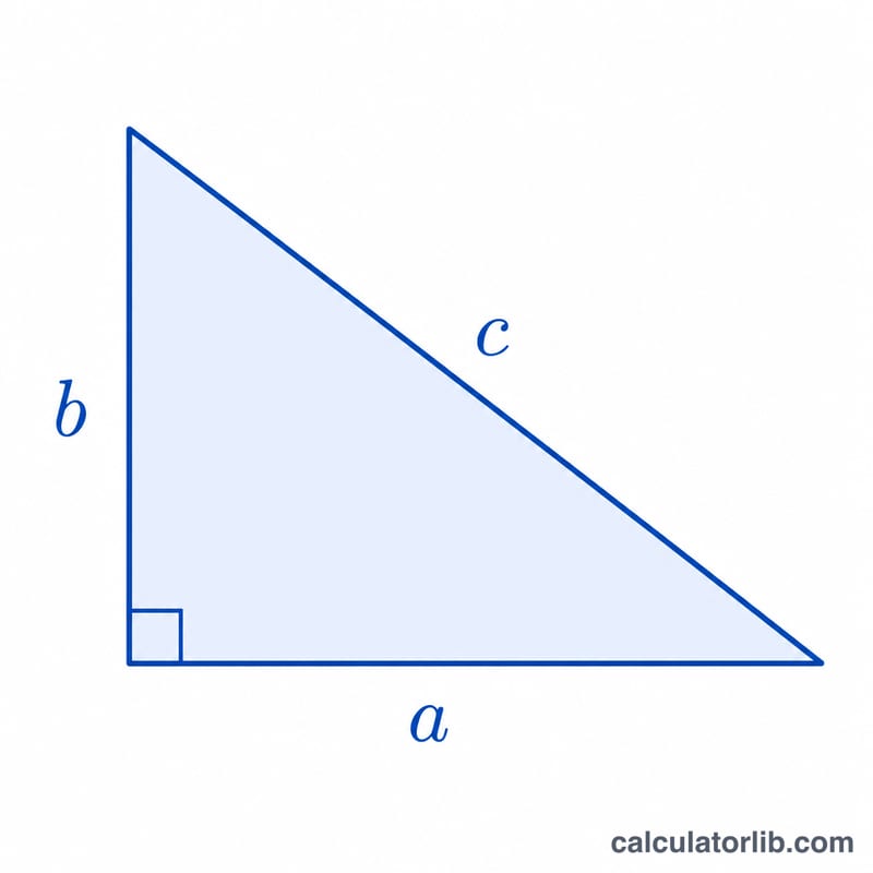 Right triangle with legs a and b, hypotenuse c, and a marked right angle