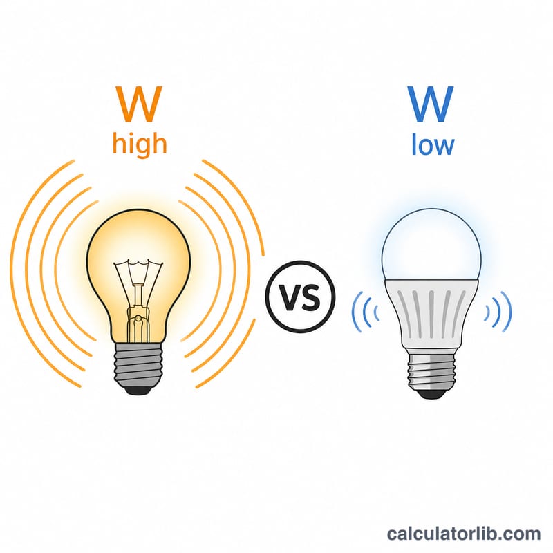 So sánh cạnh nhau giữa bóng sợi đốt và bóng LED, công suất cao so với công suất thấp