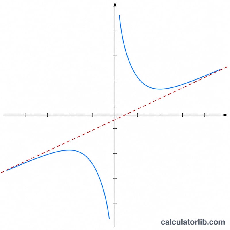 Curve of a rational function approaching a slanted straight line at both ends
